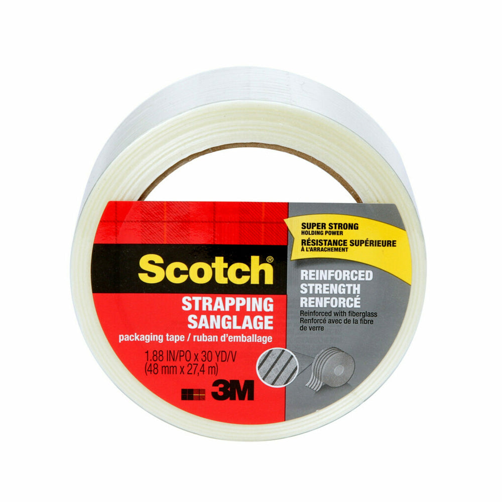 Scotch Reinforced Strength Strapping Packaging Tape - 1.88 in W x 30 yd L (48 mm W x 27.4 m L)