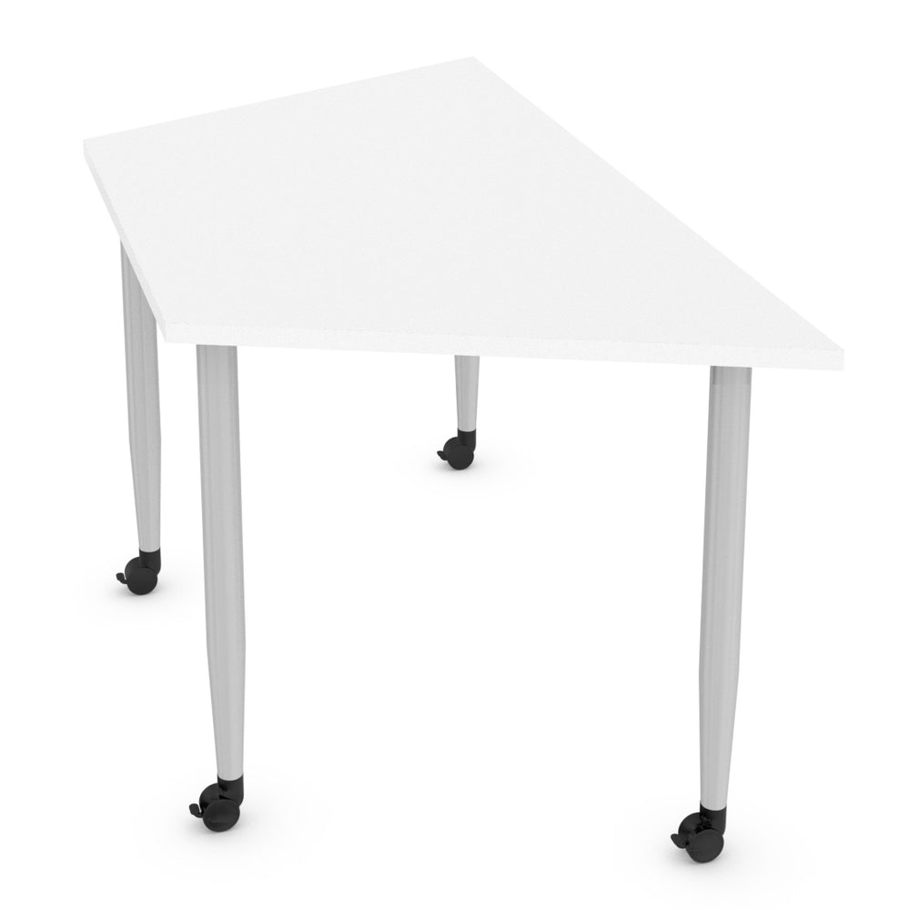 Global Zook Straight Half Hex Table with Casters - Designer White