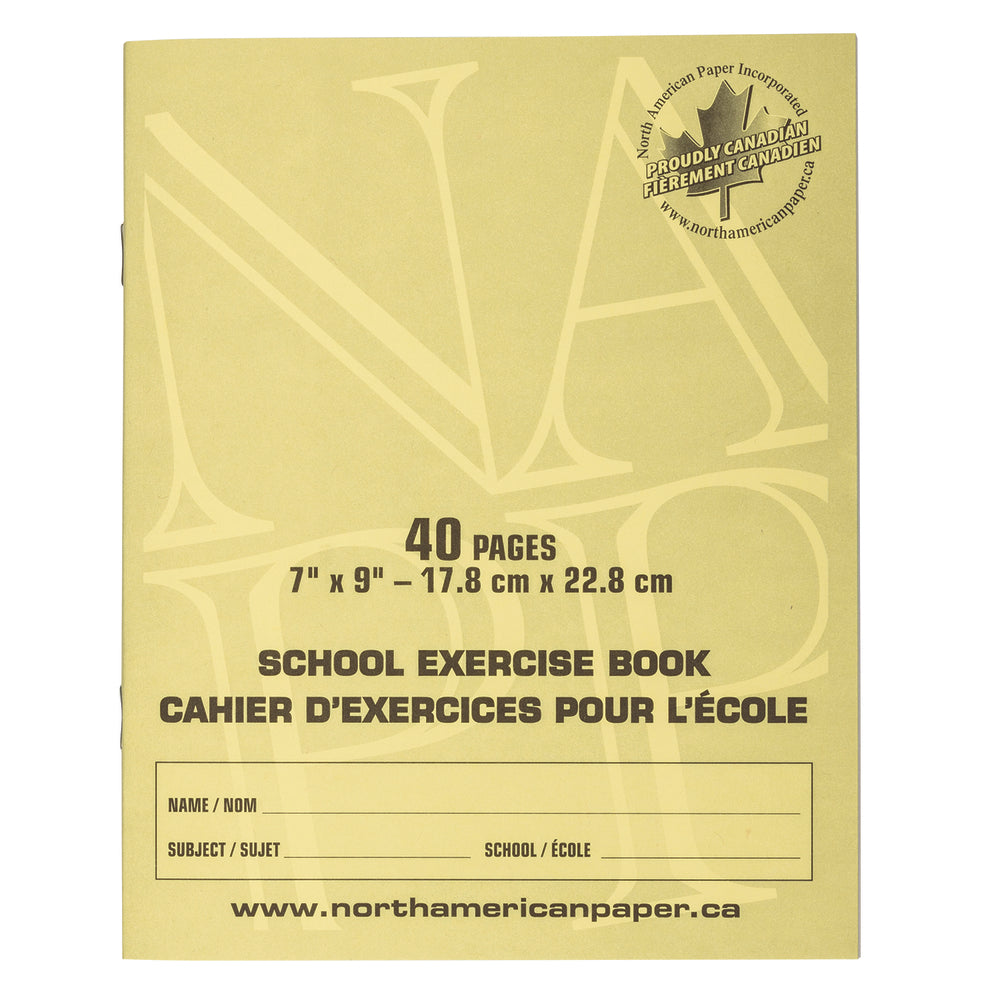 Cahiers d'exercices North American Paper Inc. - 7" x 9" - Non lignés - 40 pages - Paquet de 25