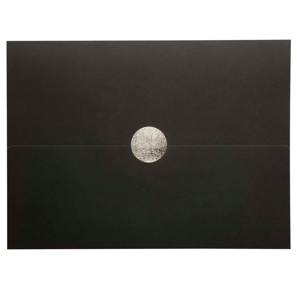 St. James Elite Medallion Fold Certificate Holders, Black Linen with Silver Medallion, 5 Pack