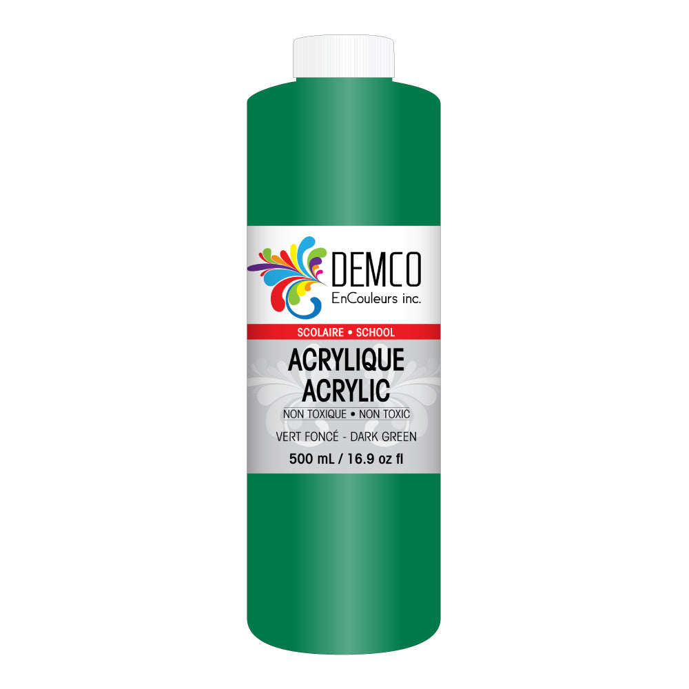 Peinture acrylique scolaire DEMCO EnCouleurs Inc. - 500 ml - Vert foncé