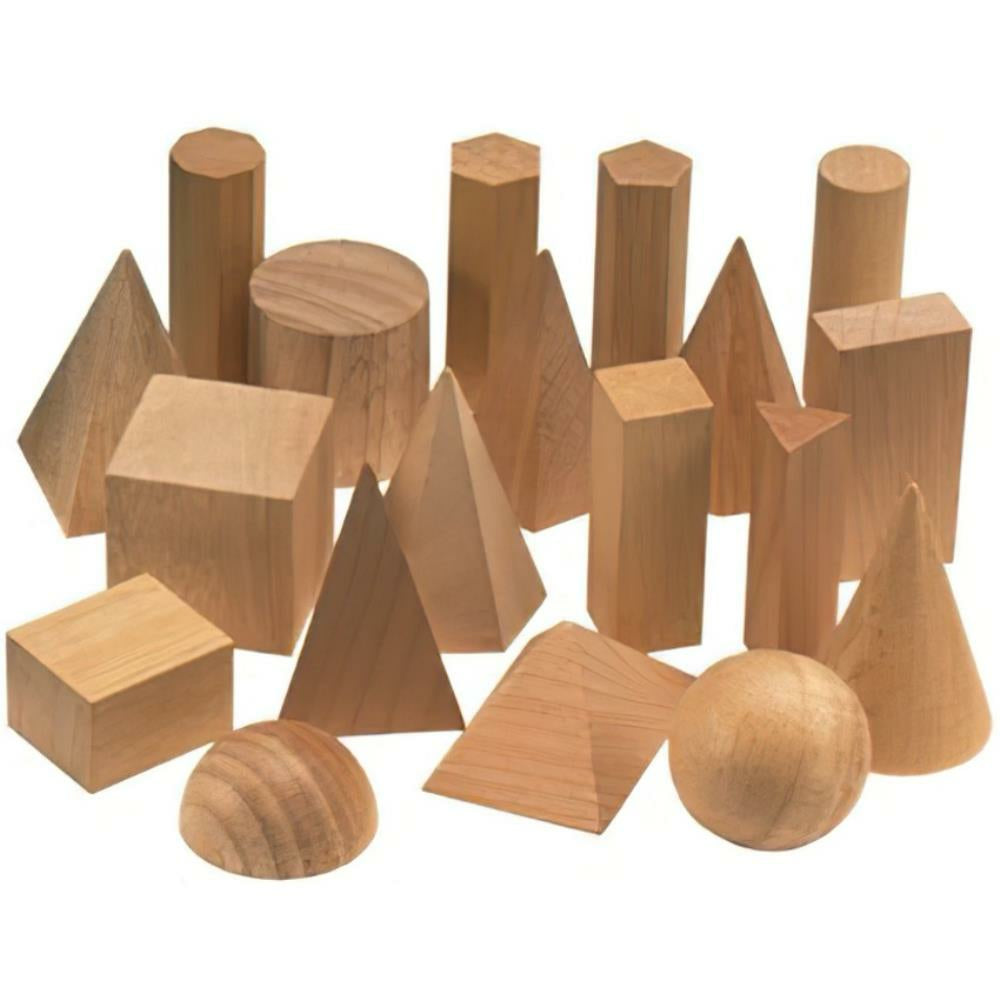 Solides géométriques en bois SI Manufacturing - Ensemble de 19