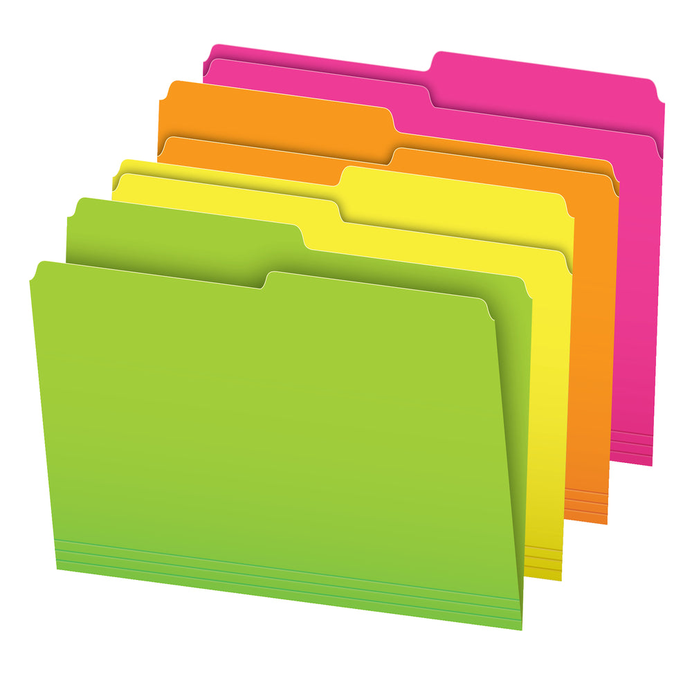 Chemises à onglets supérieurs Pendaflex Glow - Format lettre - Couleurs assorties - Paquet de 24