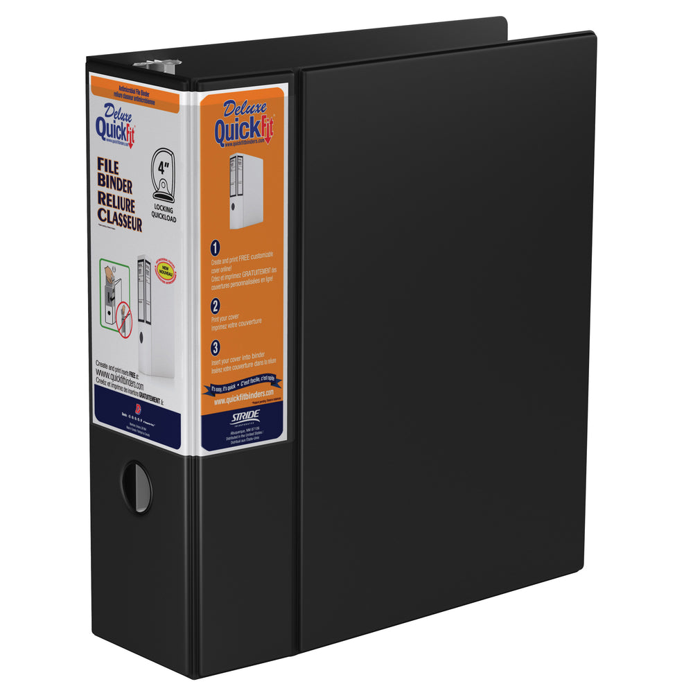 Classeur Davis Group QuickFit Deluxe - 4 po - 3 anneaux - Anneau en D - Format lettre - Noir