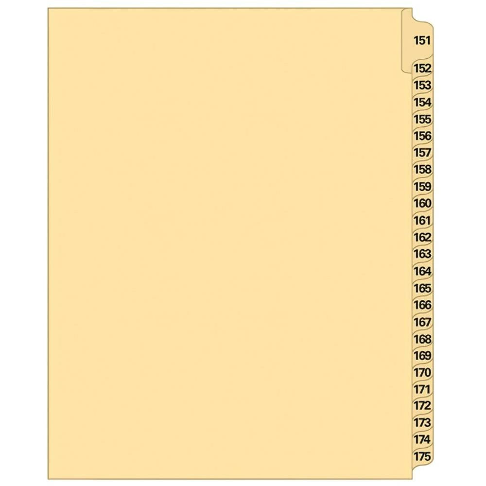 Supreme Litigation Tabs 25th Cut Numeric Set 11" Buff #151-175
