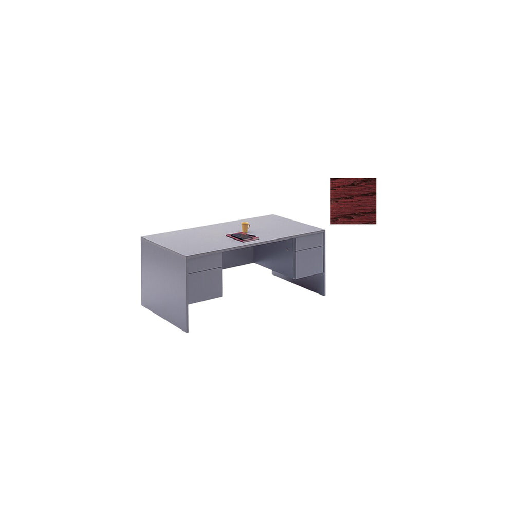 Bureau à double piédestal Global Genoa Series 72" L - Acajou équarri