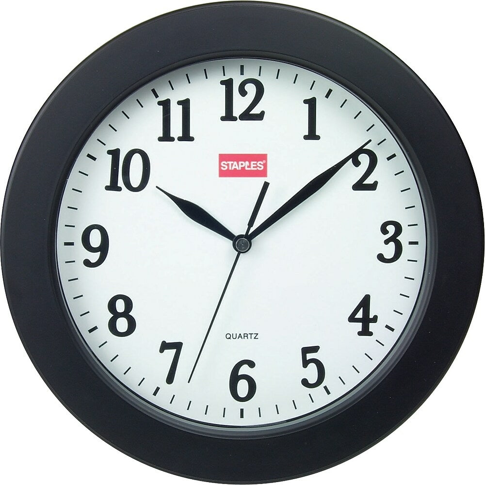Horloge murale ronde Staples de 25 cm, noire