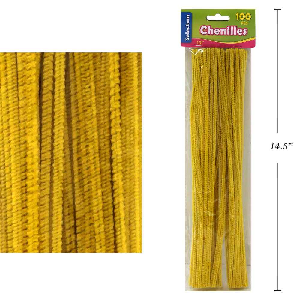 Selectum Pipe Cleaners - 12" - Yellow - 100 Pack