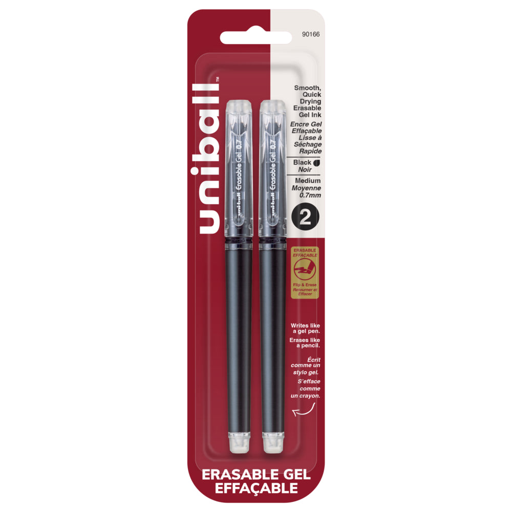 uni-ball Erasable Gel Pens - Medium Point (0.7mm) - Black - 2 Pack