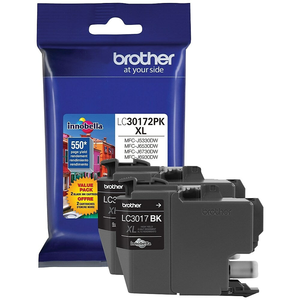 Brother LC3017 Innobella High-Yield Black Ink Cartridges, 2 Pack