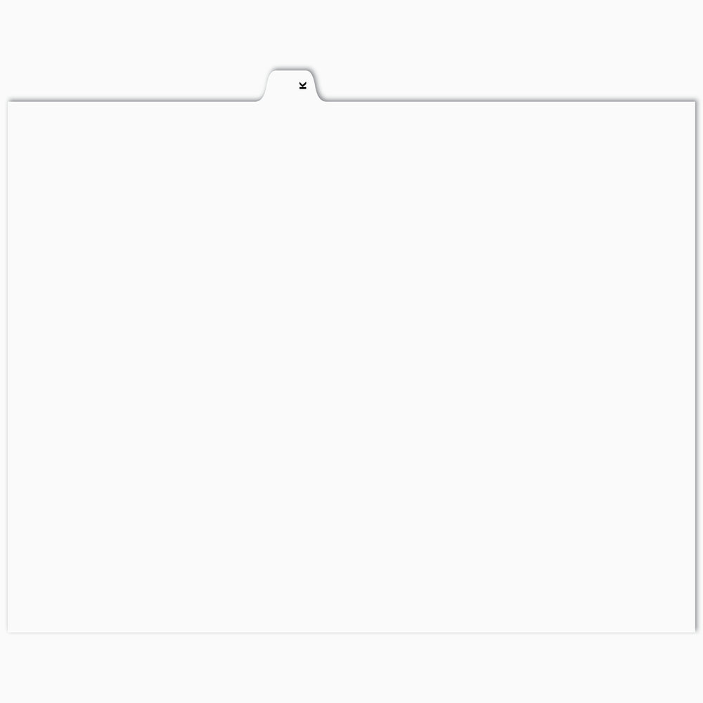 Apak Alphabetical Index Tab - Letter K - White - 8 1/2" x 11" - 1/26th Cut - Unpunched - 25 Pack