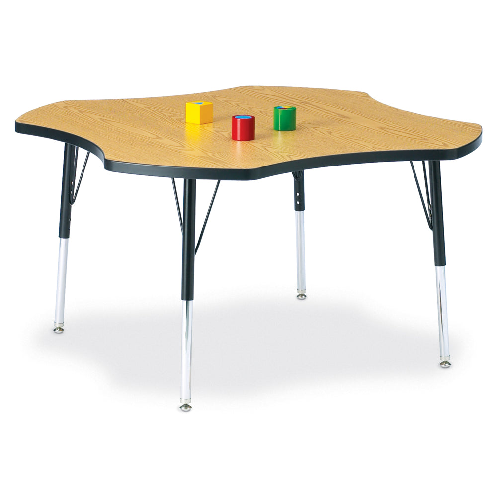 Jonti-Craft Berries Four Leaf Activity Table - 15-24"H - Oak/Black