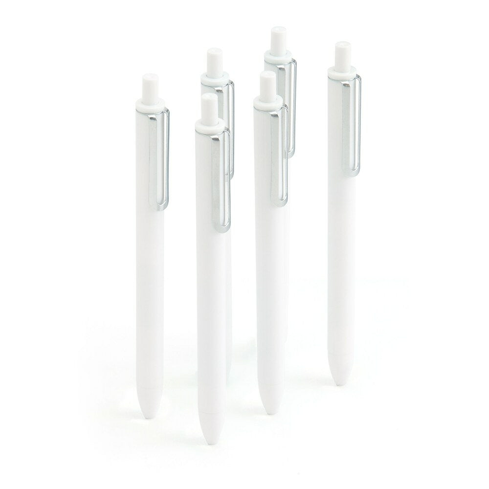 Poppin Gel Luxe Pen - Retractable - 0.7mm - Black Ink - White Barrel - 6 Pack