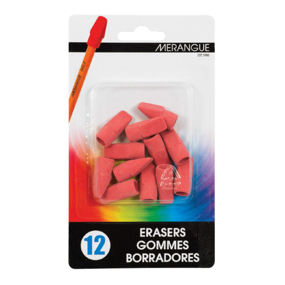 Merangue Pencil Cap Erasers - Pink - 12 Pack