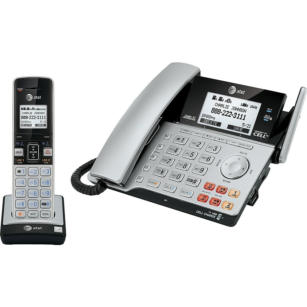 Système de réponse filaire et sans fil à 2 lignes AT&T TL86103 avec connexion au téléphone portable