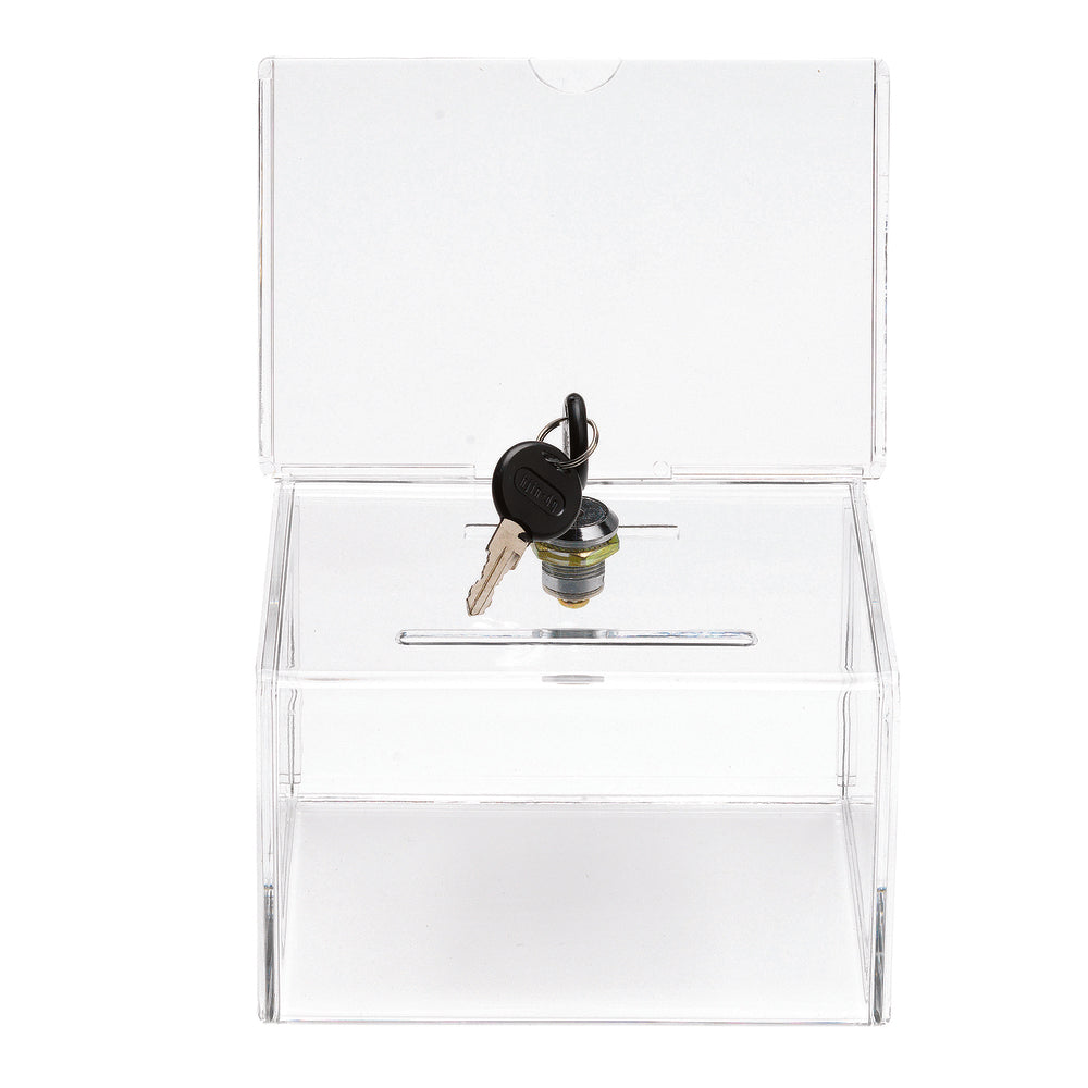 Deflecto Coin And Ballot Box With Lock - Clear