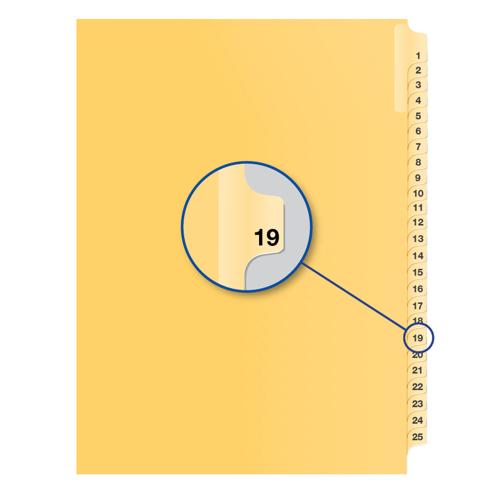 Legal Exhibit Dividers Buff #19 Letter Size, Pack of 25