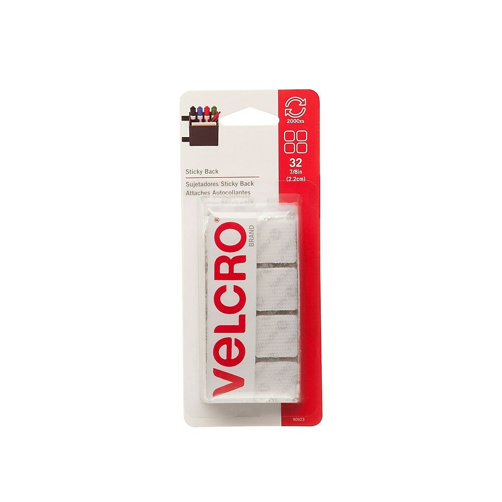Velcro Brand Sticky Back Squares, 7/8", White, 32 Pack