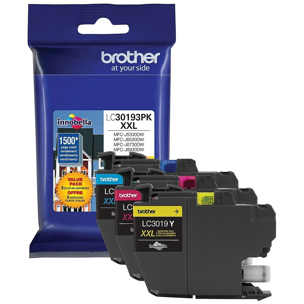 Brother LC3019 Innobella Super High-Yield Colour Ink Cartridges, 3 Pack