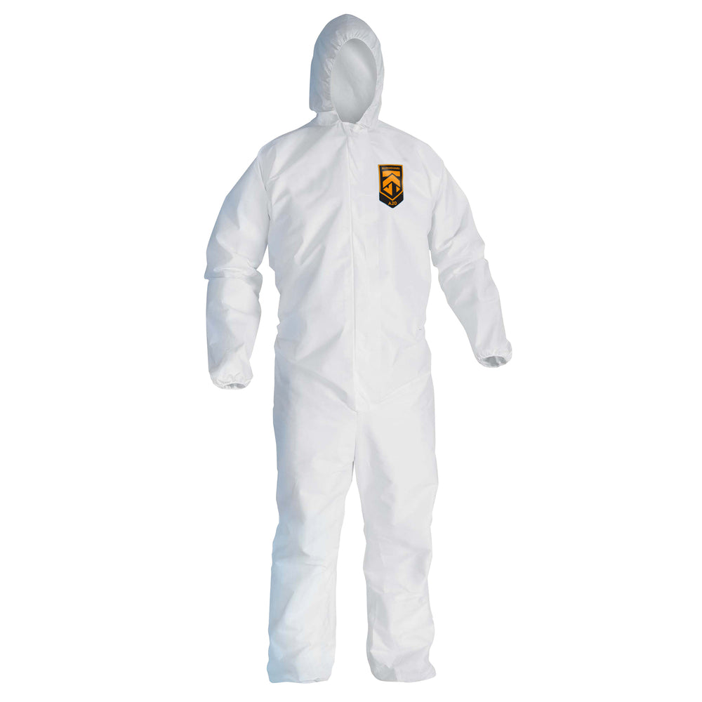 KleenGuard A20 Breathable Particle Protection Hooded Coveralls - Zip Front - Elastic Wrists/Ankles - White - XL - 24 Pack