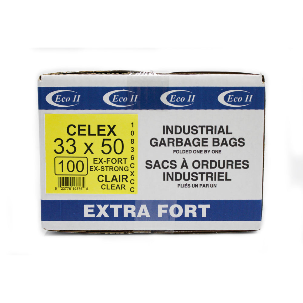 Eco II Garbage Bags - 33" x 50" - Extra Strong - Clear - 100 Pack