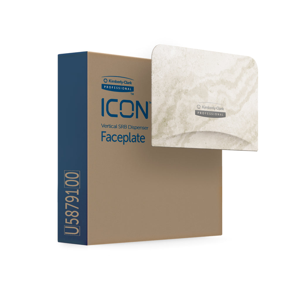 Face avant Kimberly-Clark ICON - Design marbre chaleureux - pour distributeur de papier toilette standard sans mandrin, 2 rouleaux verticaux
