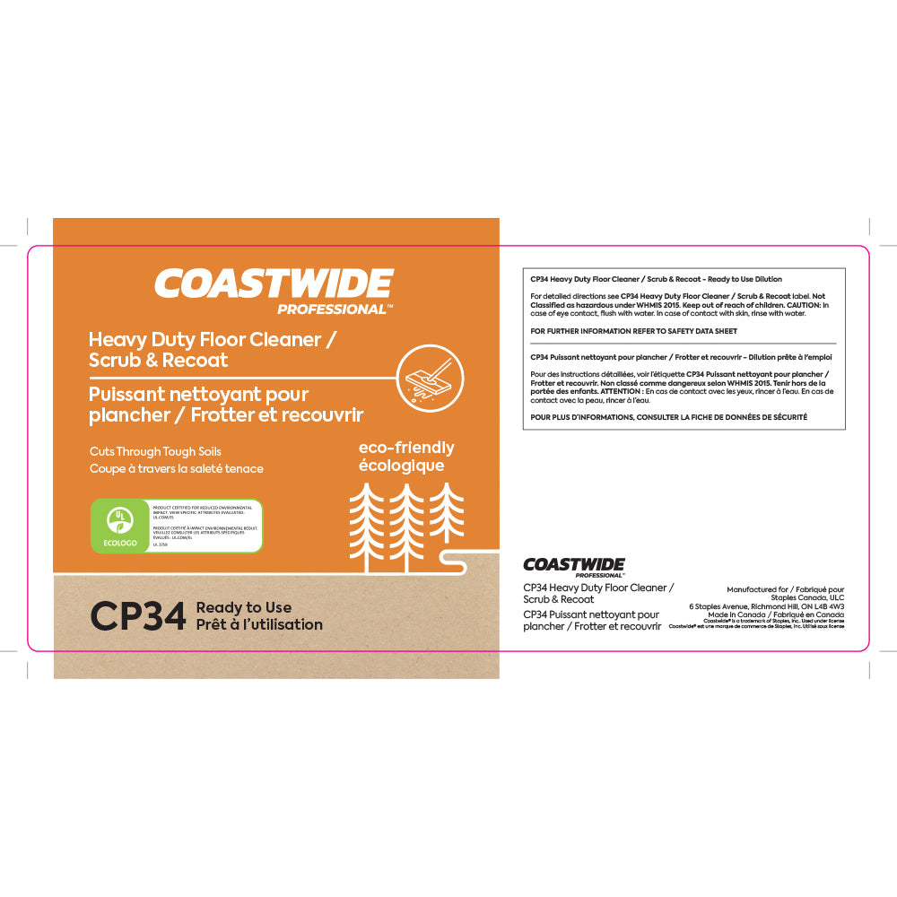 Coastwide Professional CP34 Nettoyant concentré pour sols/récurage et revêtements très résistants Étiquette secondaire