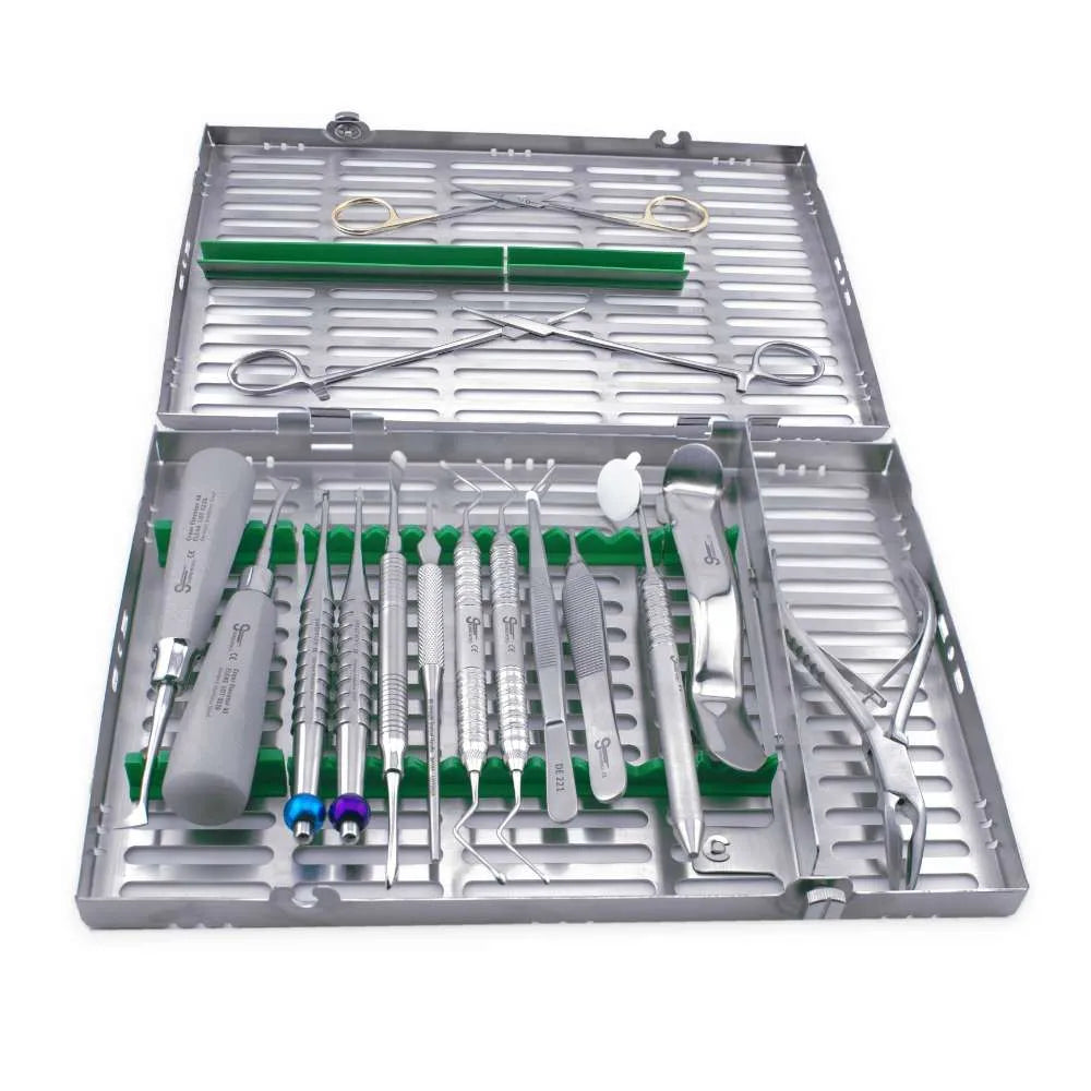 Surgical Extraction Kit, 15 Instruments with 16-Instrument Cassette