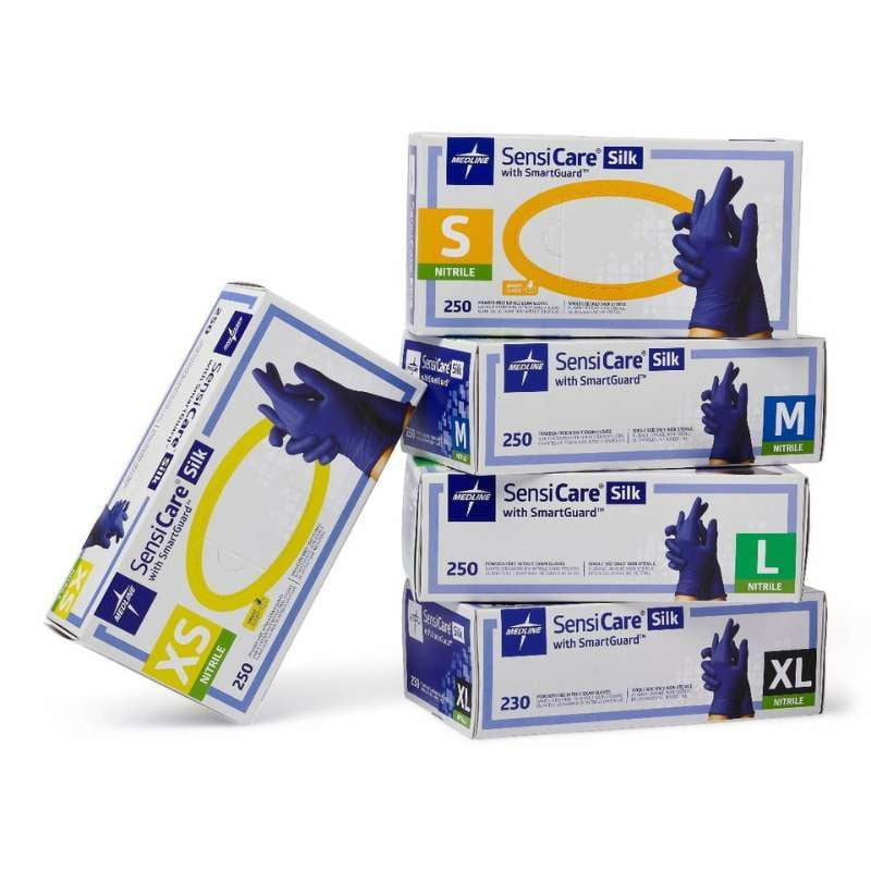 Medline Sensicare Silk Nitrile Gloves - CASE - D2D HealthCo.
