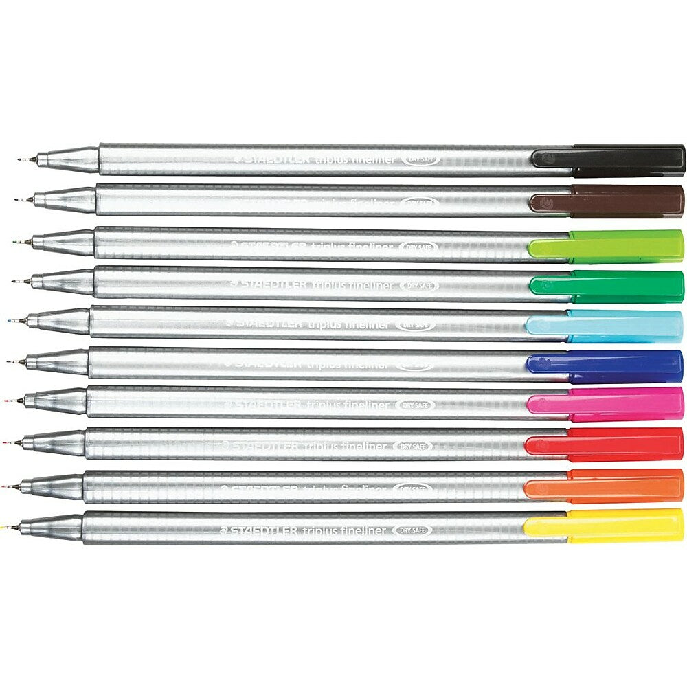 Feutres fins Staedtler Triplus - Couleurs assorties - Lot de 10