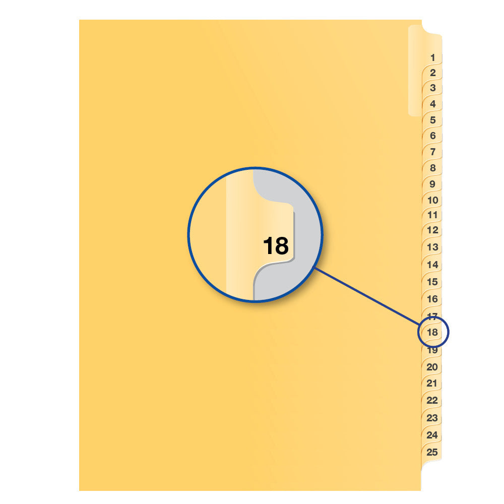 Legal Exhibit Dividers Buff #18 Letter Size, Pack of 25