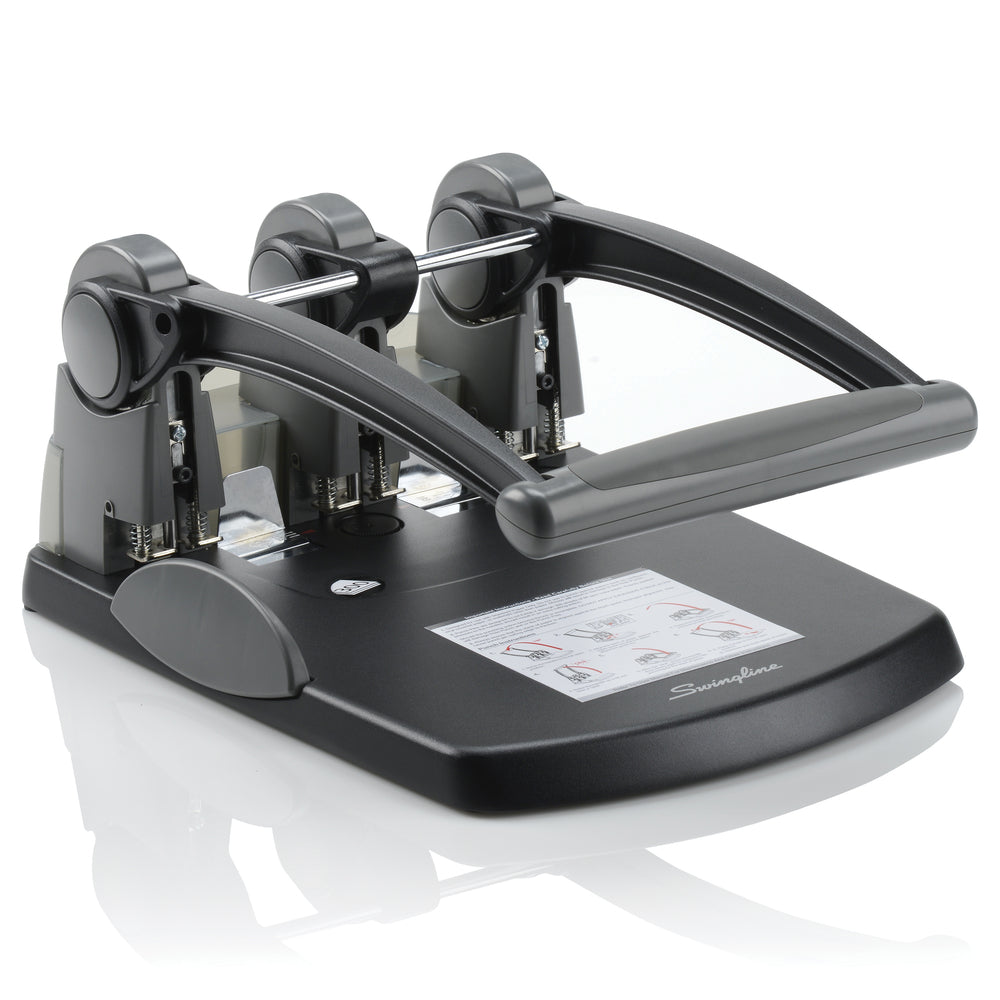 Swingline Extra High Capacity 3-Hole Punch - 300 Sheet Capacity - 9/32" Hole Size - Black