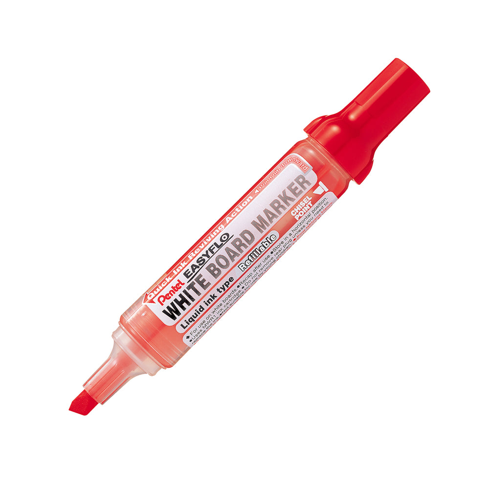 Marqueur pour tableau blanc rechargeable Pentel Easyflo - Pointe biseautée - Rouge