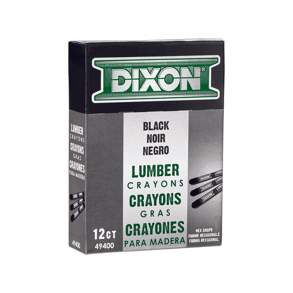 Dixon Industrial Lumber Crayons - Hexagon - 4-1/2 x 1/2 in - Black - 12 Pack