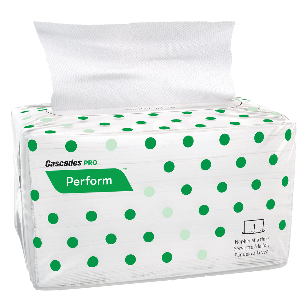 Cascades PRO Perform 1-Ply Interfold Napkins for Tandem - White - 32 Packs of 188