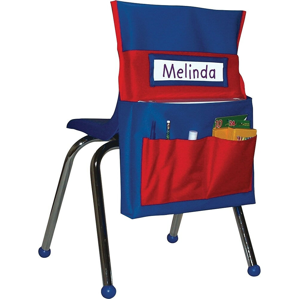 Carson Dellosa Chairback Buddy Pocket - Blue with Red Pockets - All Grade