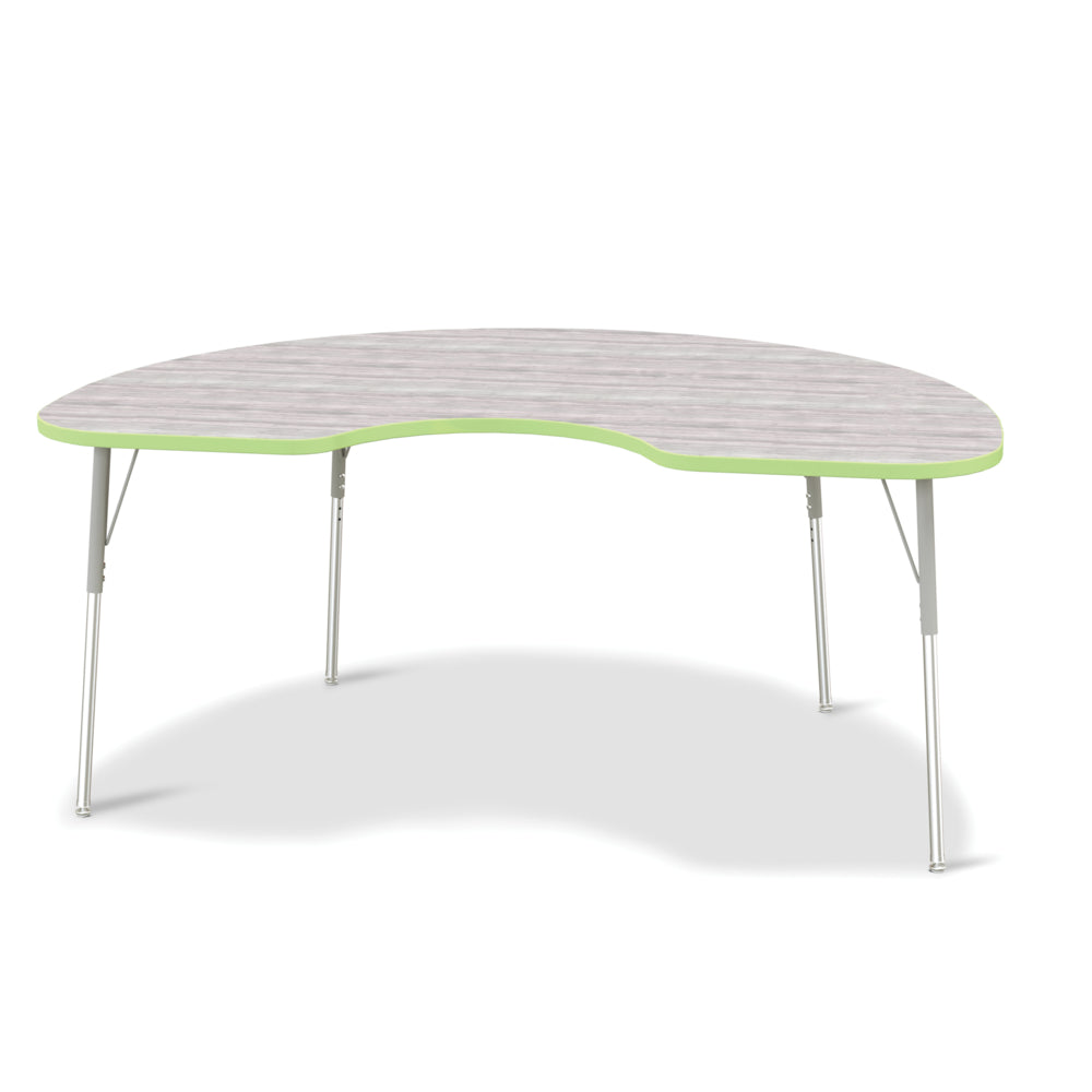 Jonti-Craft Berries Kidney Activity Table - 48" x 72" - 24-31"H - Driftwood Grey/Key Lime