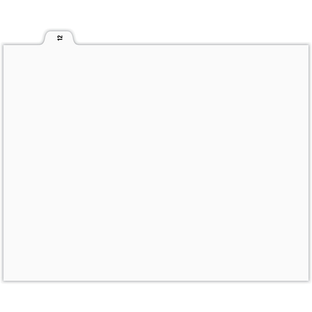 Onglets d'indexation numérique Apak - n° 12 - Blancs - 8 1/2" x 11" - Coupe 1/10e - 110 lb - Non perforés - Paquet de 25