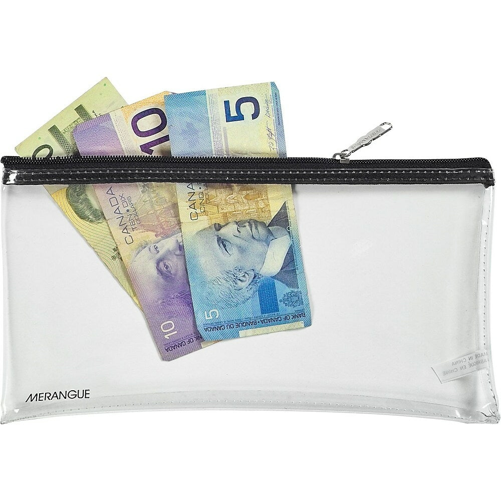 Pochette multi-usages Merangue avec fermeture éclair - 15,2 cm x 26,7 cm - Transparente