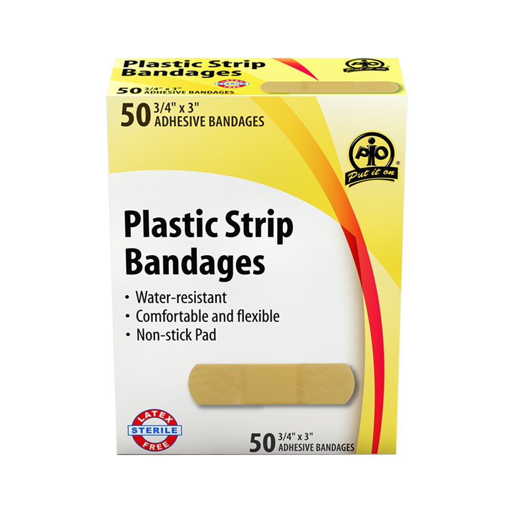 Pansements en plastique Wasip - 7,5 cm l x 2 cm L - Paquet de 50