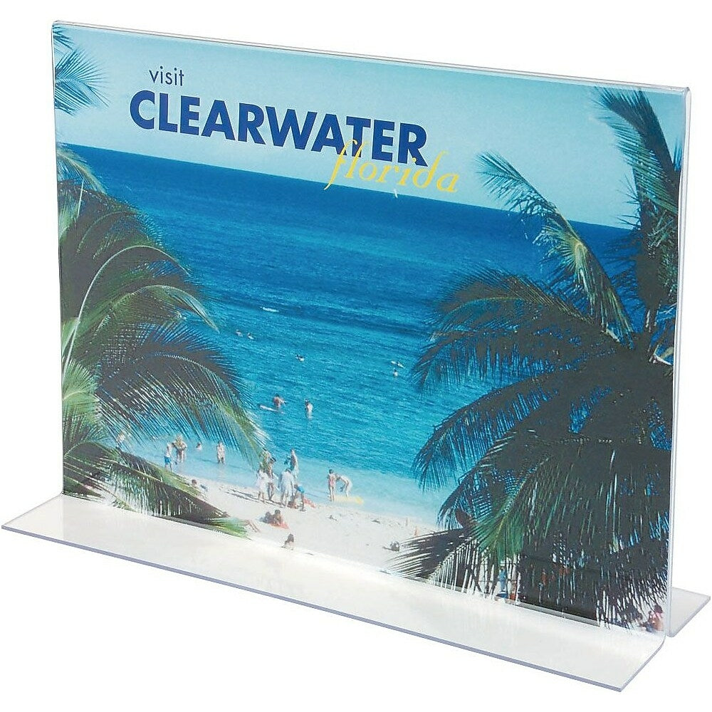 Staples Standup Acrylic Desktop Sign Holder, Horizontal, 11" x 8-1/2"