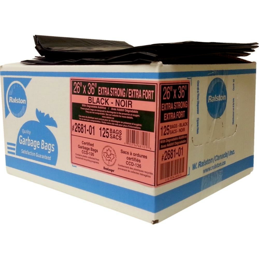 Sacs poubelle Ralston - 26" x 36" - Noir - Paquet de 125