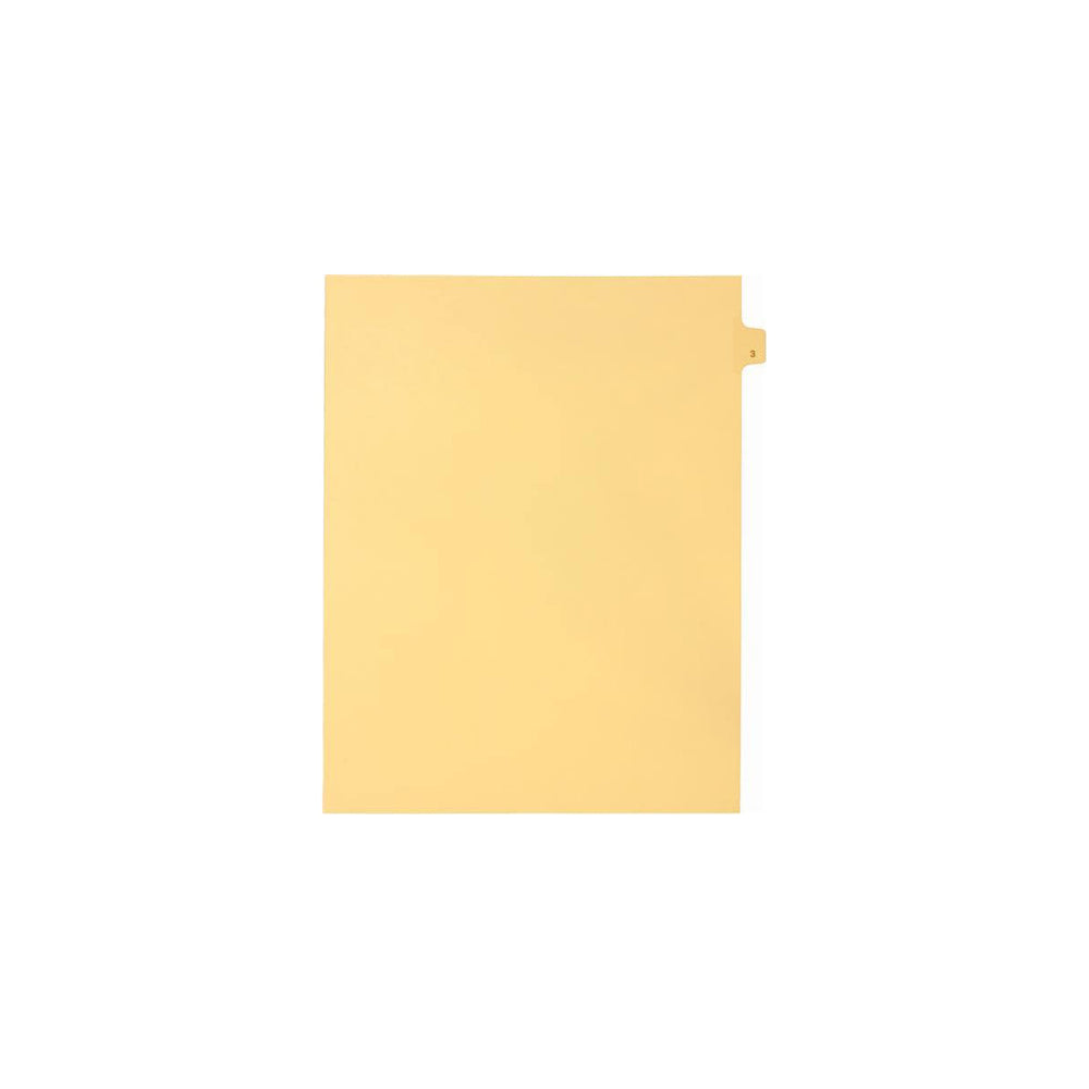 Sterling Numeric Singles Tabs, #3, Buff, Letter Size, 1/25th Cut, 25/pk