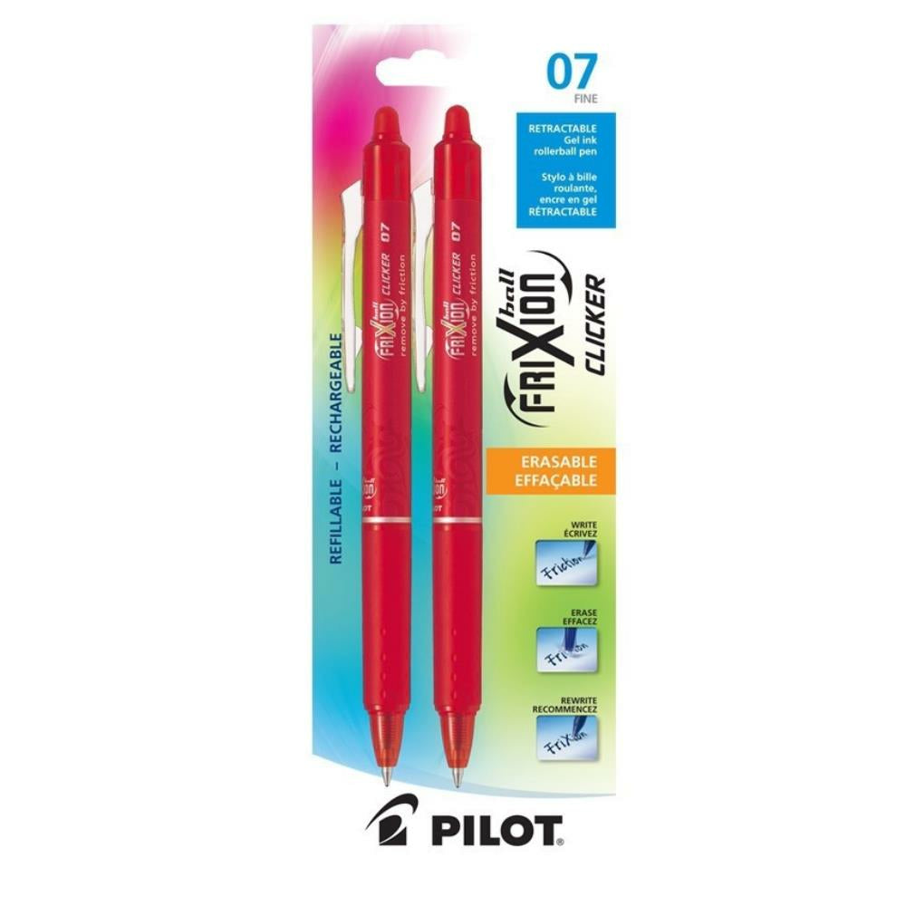 Pilot Frixion Ball Clicker Erasable Gel Pens 0.7 mm Red, 2 per package