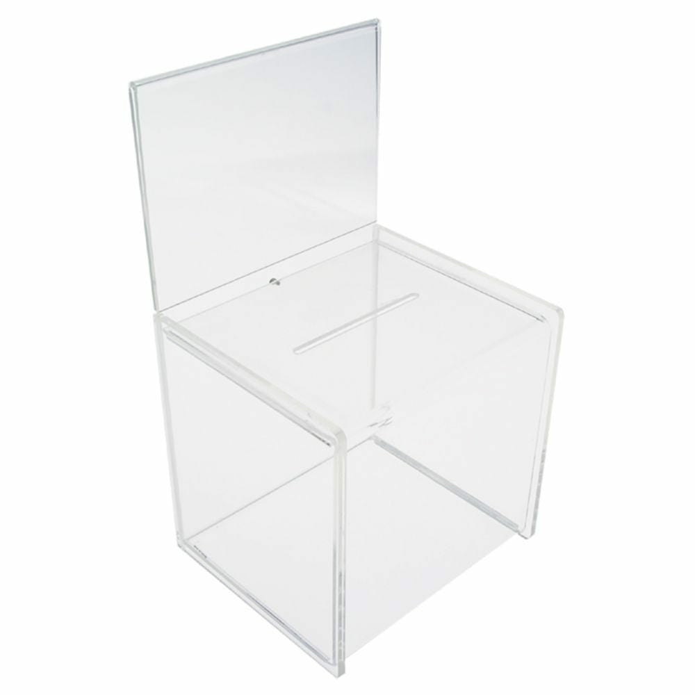 Eddie's Hang-Up Display Ltd. Ballot Box with Sign Holder - 5.5" W x 7" H - Clear