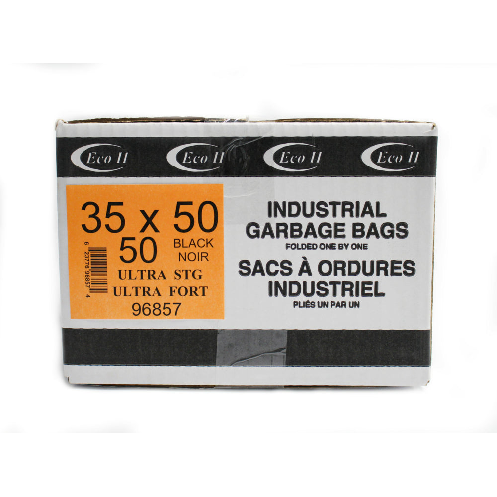 Eco II Garbage Bags - 35" x 50" - Ultra Strong - Black - 50 Pack