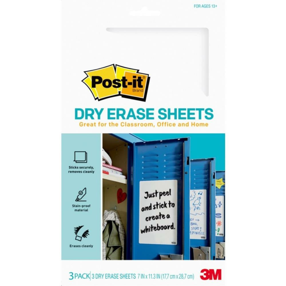 Feuilles effaçables à sec 7 x 11 po, paquet de 3