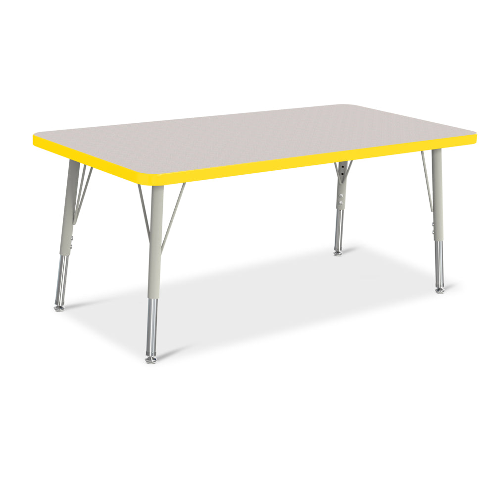 Table d'activités rectangulaire Jonti-Craft Berries - 24" x 48" - 15-24"H - Gris tacheté/jaune