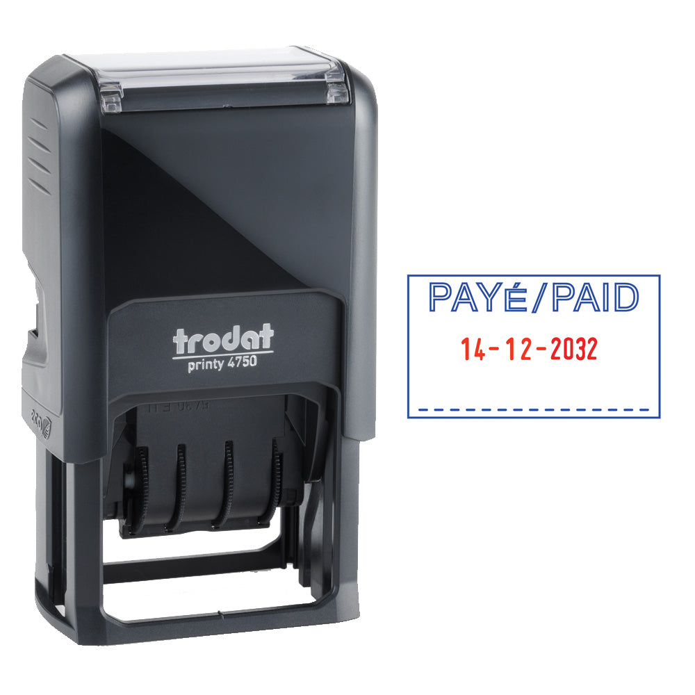 Dateur auto-encreur Trodat 4750 - Payé/Paié et Date