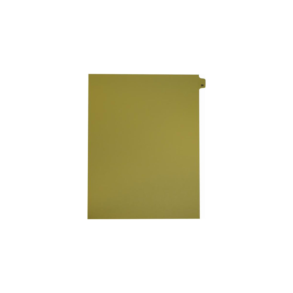 Onglets numériques Sterling Singles, n° 26, chamois, format lettre, coupe 1/25e, paquet de 25